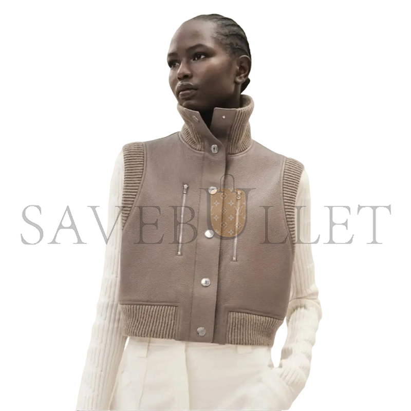 HERMES KHAKI LEATHER VEST 